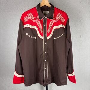 Rare Scully Misprint Upside Down Tag Chain Stitch Western Cowboy Large Button Up